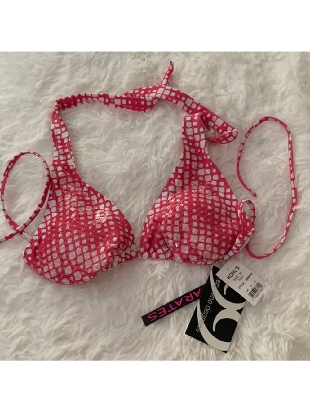 Pink Light Sequins Halter Tie Top Only - Picture 7 of 13